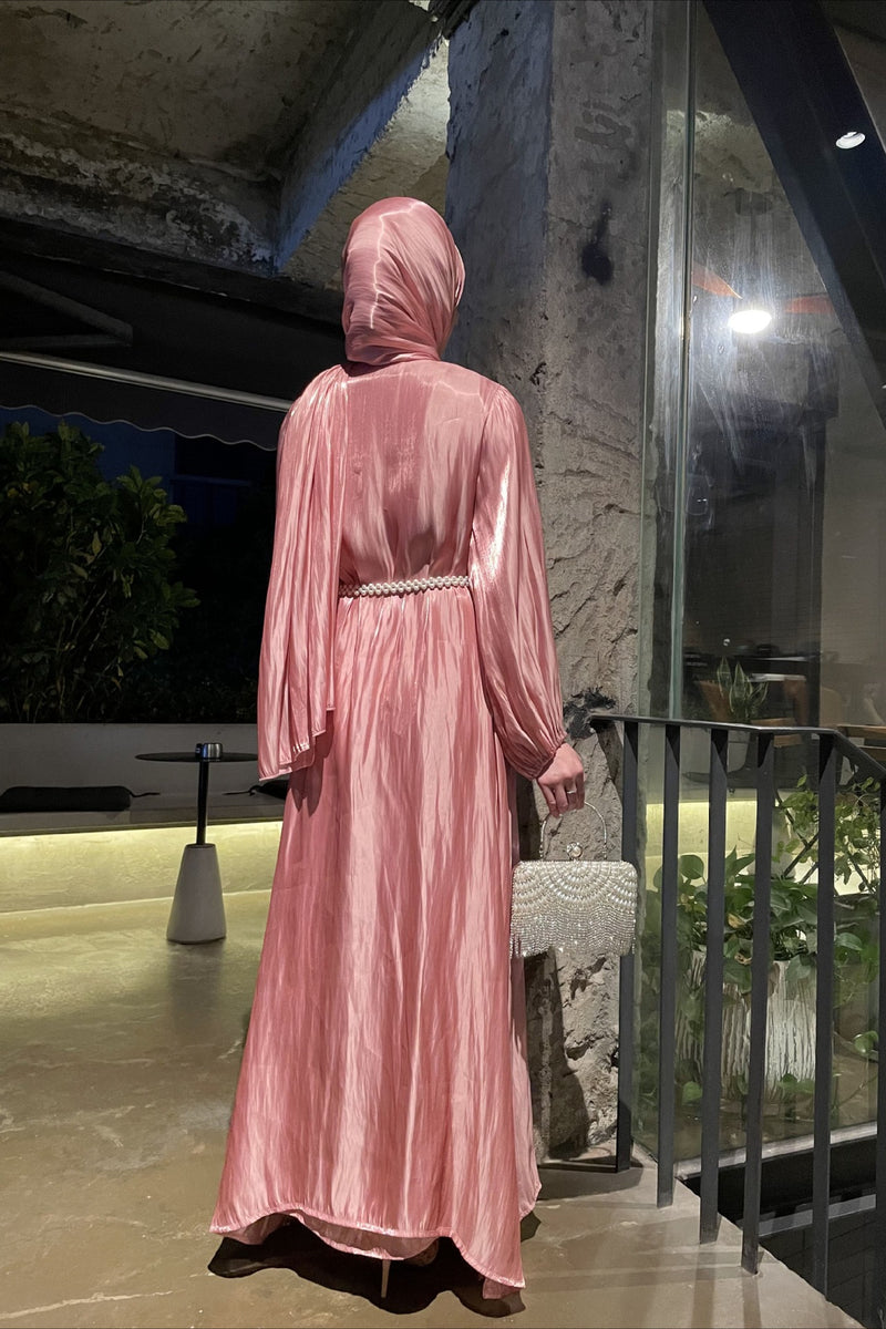 Shimmer Tulle Inner Skirt Outer Skirt Headscarf Three Piece Prom Dress