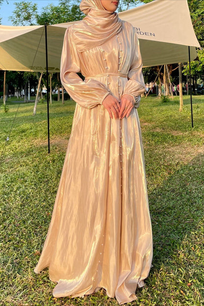Shimmer Tulle Inner Skirt Outer Skirt Headscarf Three Piece Prom Dress