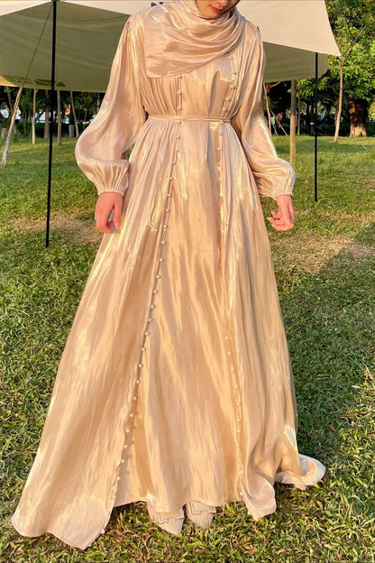 Shimmer Tulle Inner Skirt Outer Skirt Headscarf Three Piece Prom Dress