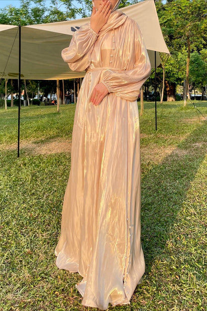 Shimmer Tulle Inner Skirt Outer Skirt Headscarf Three Piece Prom Dress