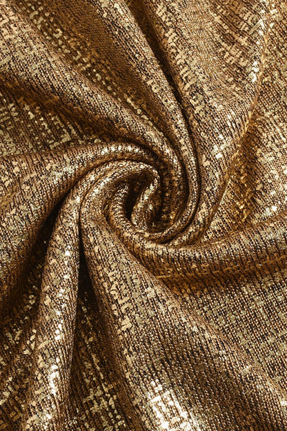 Shiny Gold Asymmetric Collar Mini Dress
