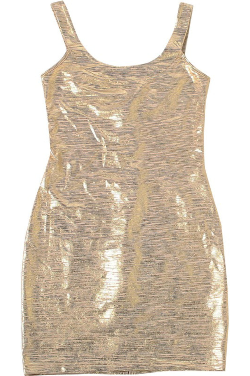Shiny Low U Neck Slim Elegant Mini Dress