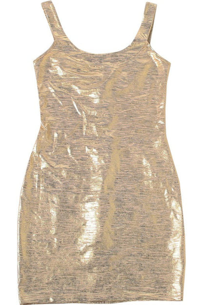 Shiny Low U Neck Slim Elegant Mini Dress