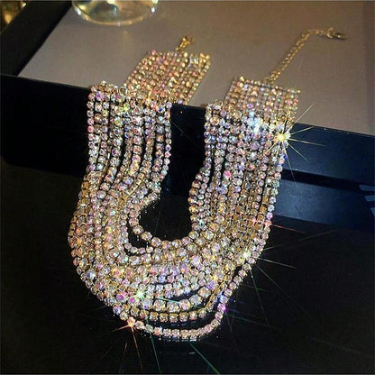 Shiny Multi Row Rhinestone Eco NeckLace