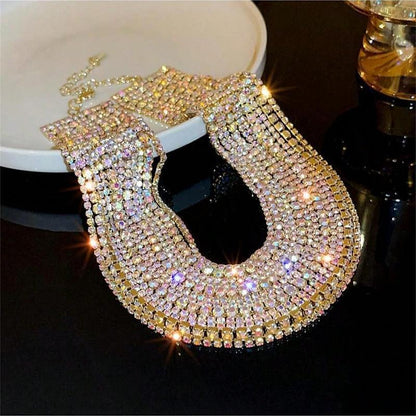 Shiny Multi Row Rhinestone Eco NeckLace