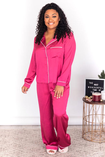 Short Story Berry Satin Lounge Pants