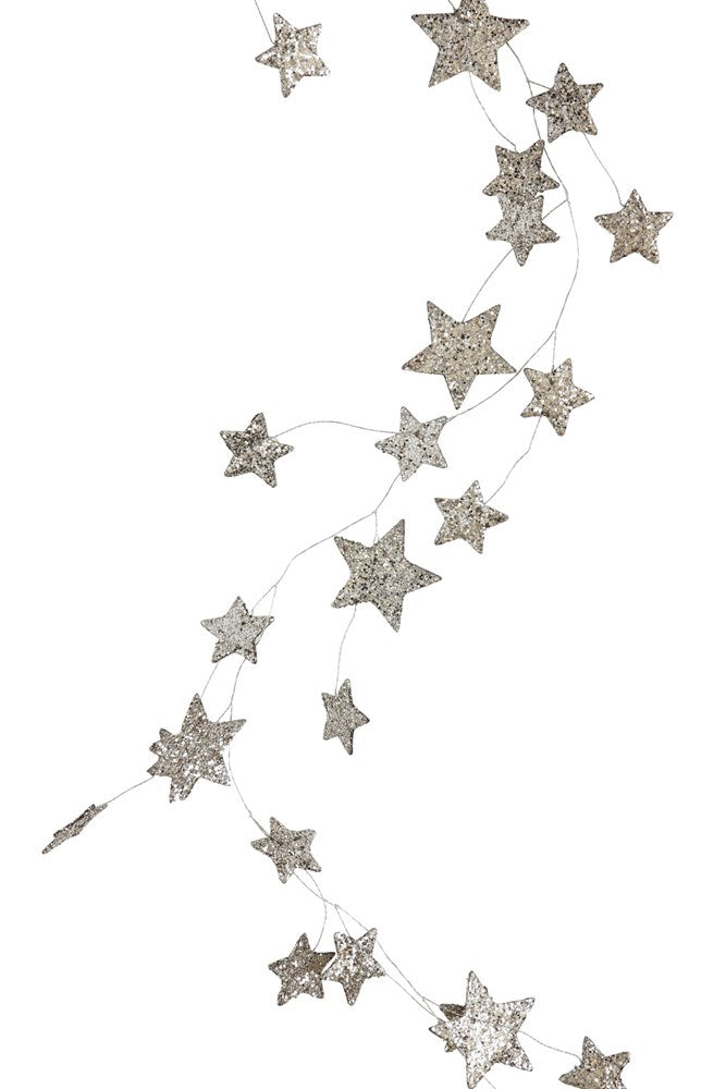 Silver Glitter Star Garland