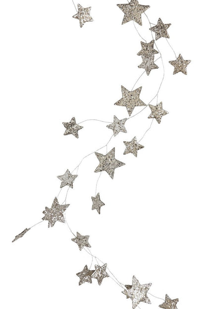 Silver Glitter Star Garland