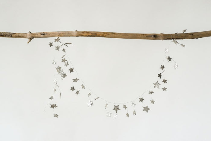 Silver Glitter Star Garland