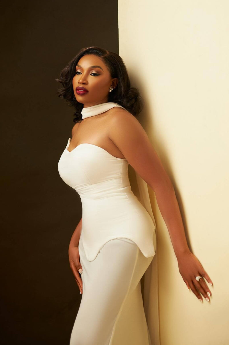 Simple Chic Long Streamer Strapless Bodycon Prom Dress