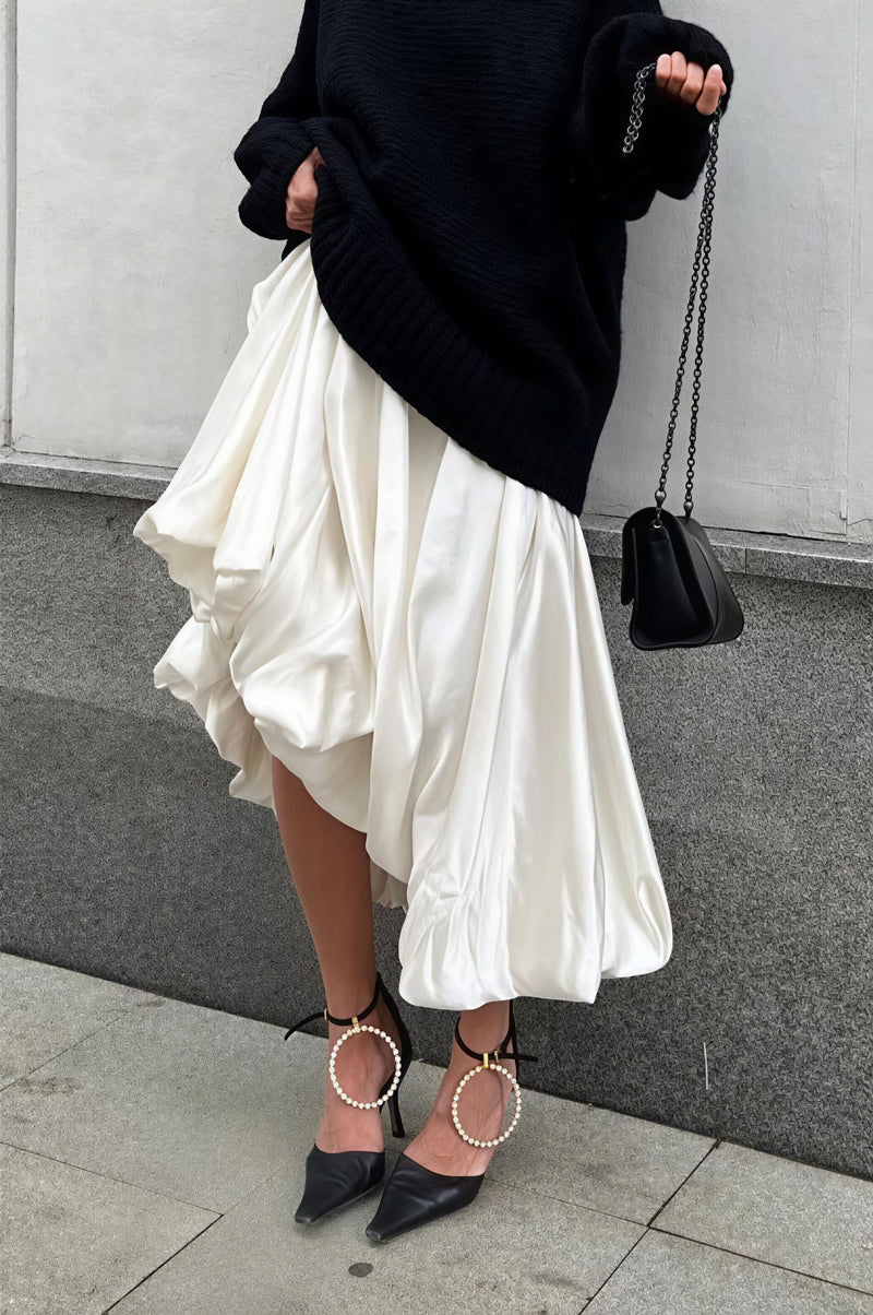 Simple High Waist Flared Skirt