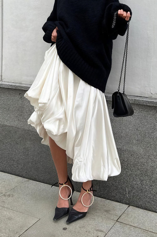 Simple High Waist Flared Skirt
