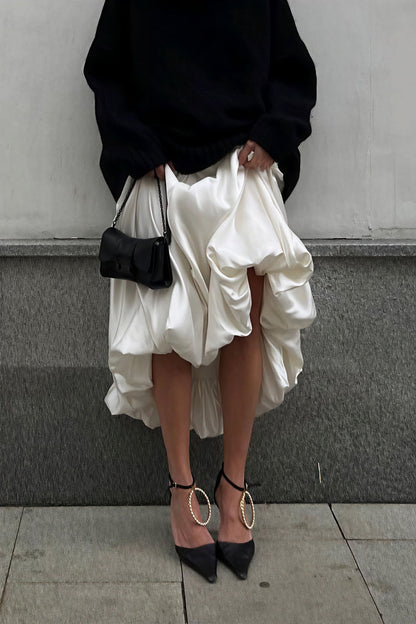 Simple High Waist Flared Skirt
