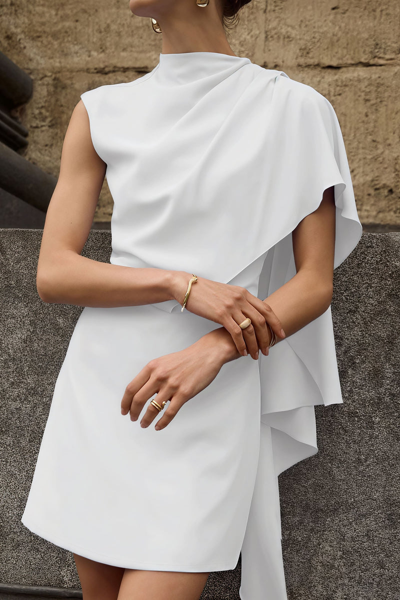 Simple Irregular Sleeveless Waist Mini Dress