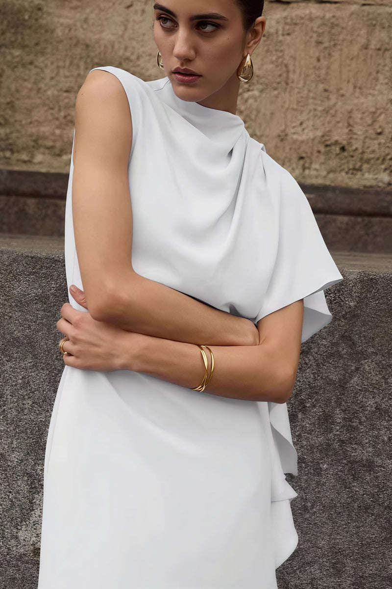 Simple Irregular Sleeveless Waist Mini Dress