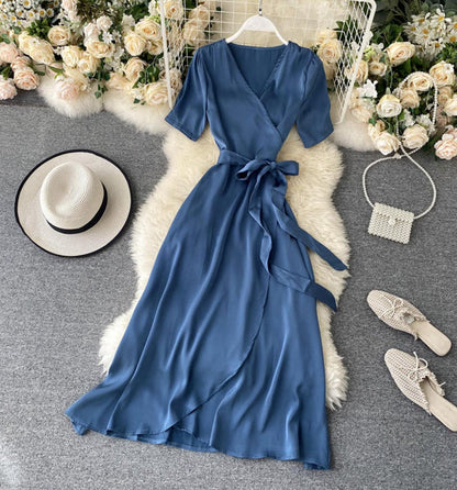 Simple v neck short dress fashion dress S28