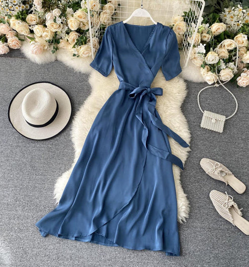 Simple v neck short dress fashion dress S28