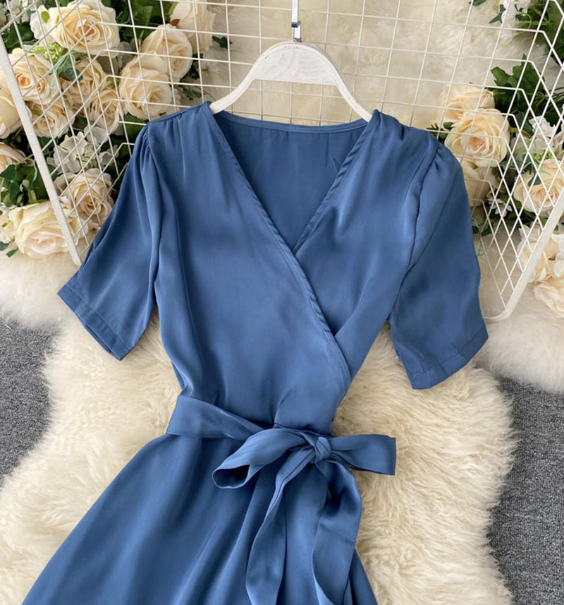 Simple v neck short dress fashion dress S28