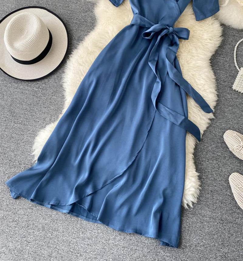 Simple v neck short dress fashion dress S28