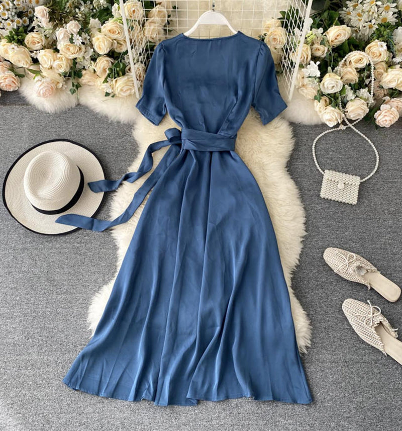 Simple v neck short dress fashion dress S28