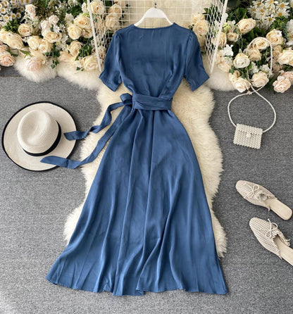 Simple v neck short dress fashion dress S28