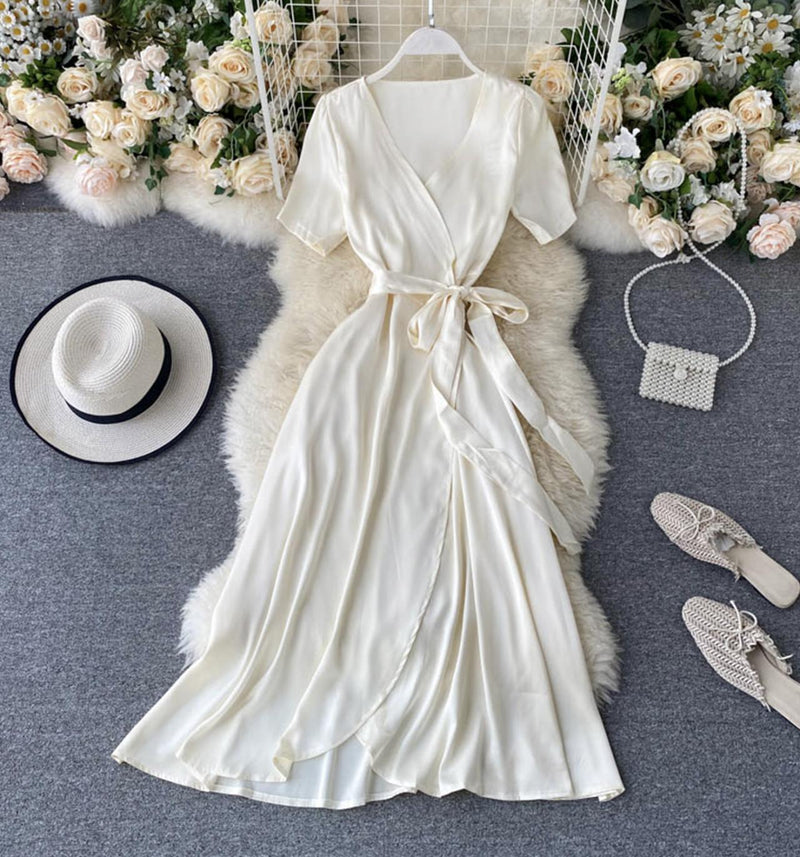 Simple v neck short dress fashion dress S28