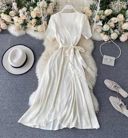 Simple v neck short dress fashion dress S28