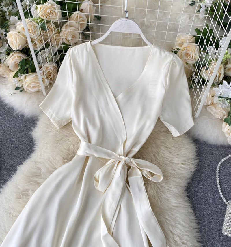 Simple v neck short dress fashion dress S28