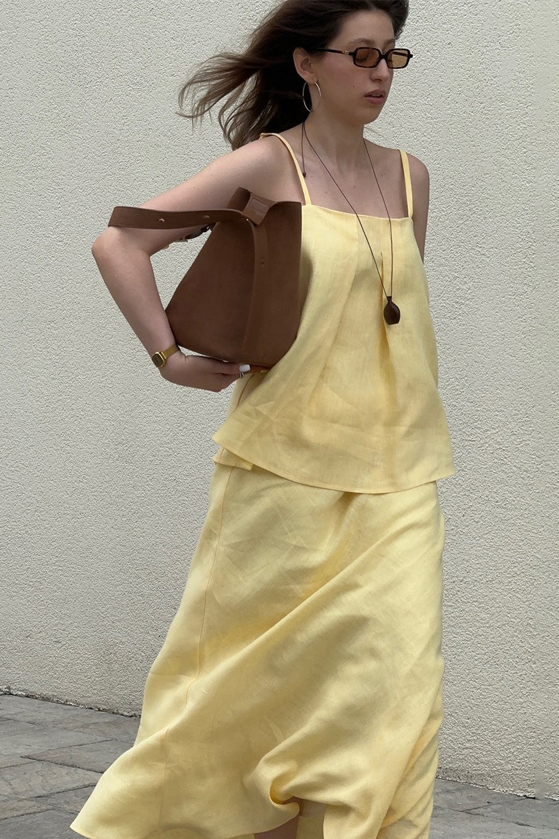 Sleeveless Casual Cami Mermaid Skirt Set