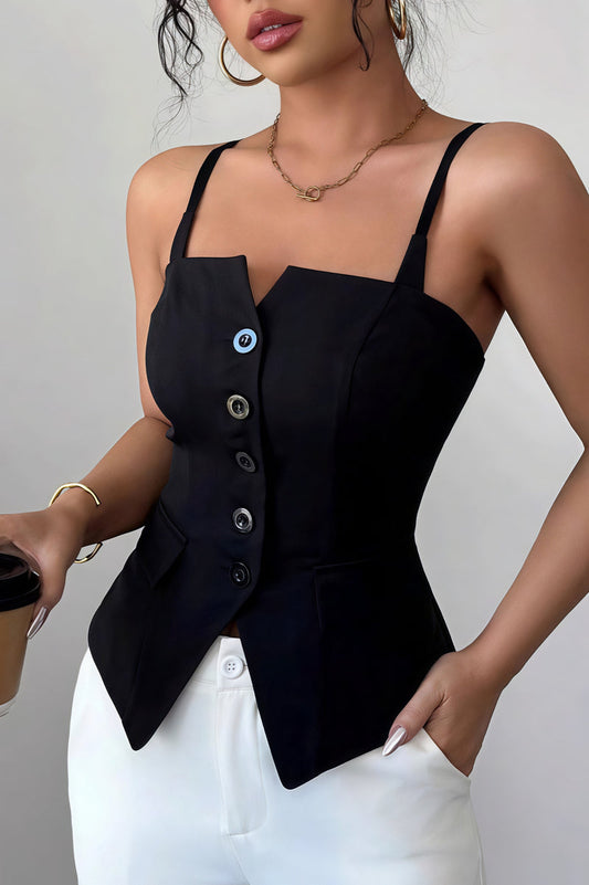 Slim Fit Button Vest Style Cami Top