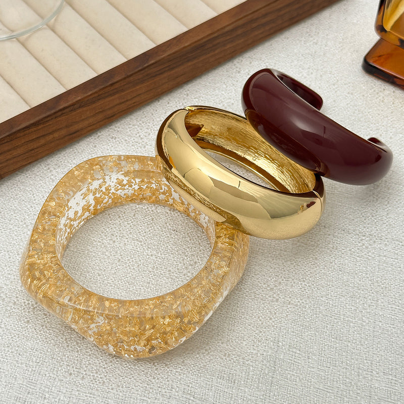 Smooth Wide Gold Foil Tie Dye Bracelet