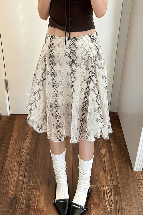 Snake Print Irregular A Line Skirt