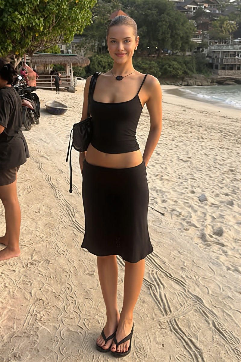 Solid Basic Cami Mini Two Piece Set