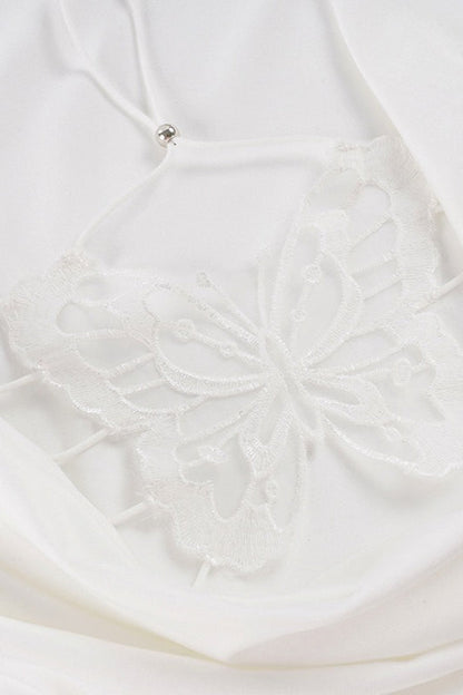 Solid Color Bow Tie Backless T‑shirt