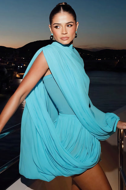 Solid Elegant Draped Bandeau Skirt Set