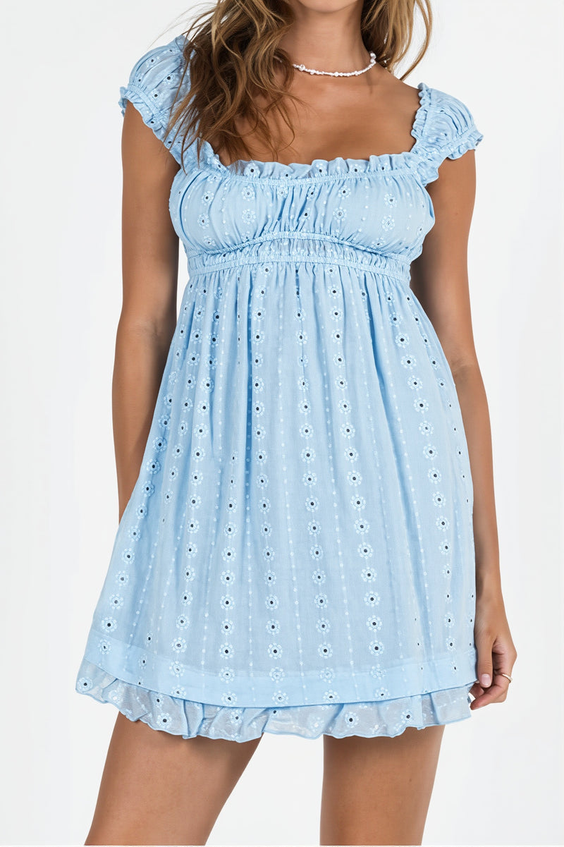Solid Embroidered Lace Cami Mini Dress