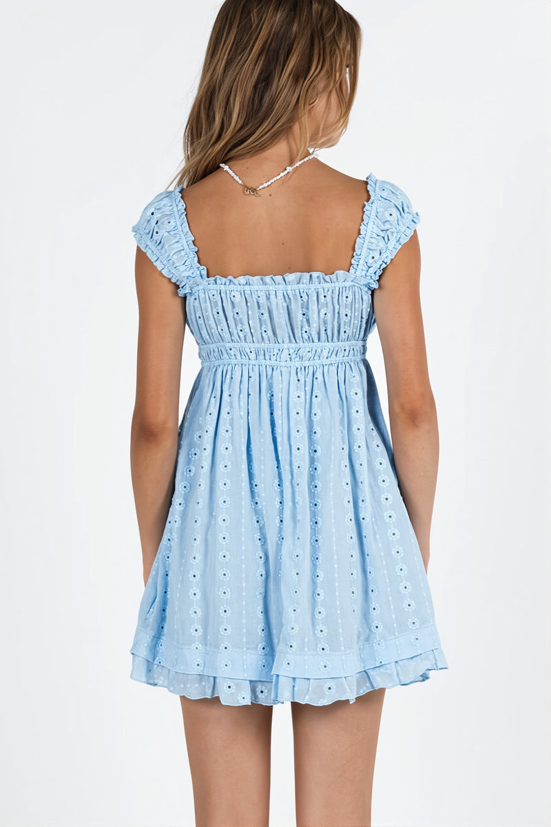 Solid Embroidered Lace Cami Mini Dress