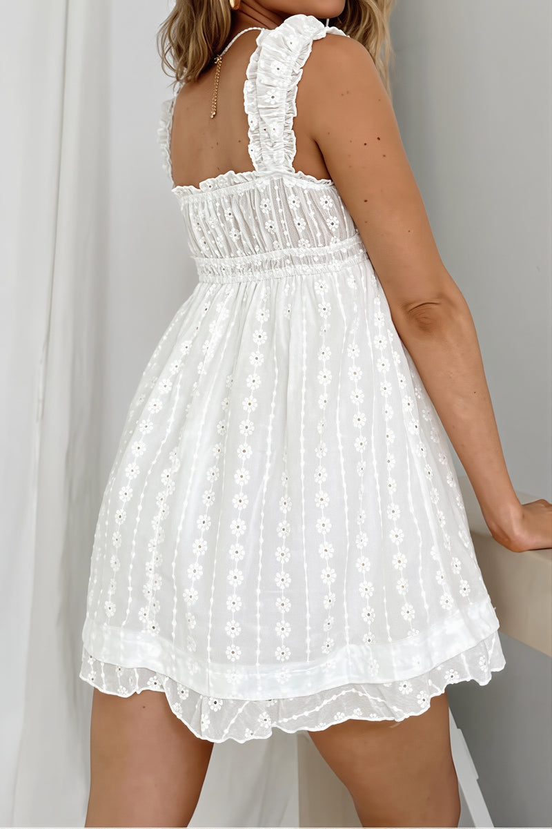 Solid Embroidered Lace Cami Mini Dress