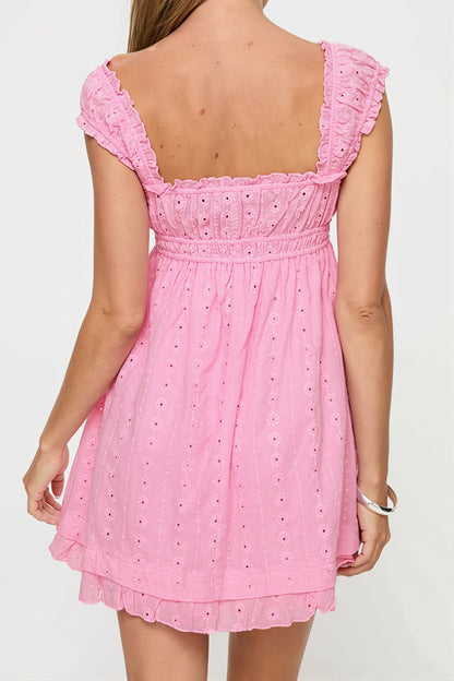 Solid Embroidered Lace Cami Mini Dress