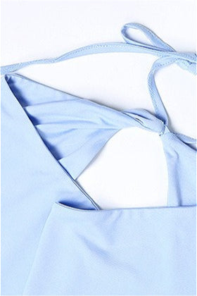 Solid Halter Backless Slim Skirt Set