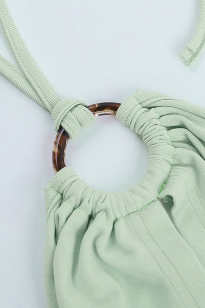 Solid Hollow Waist Slim Halter Top
