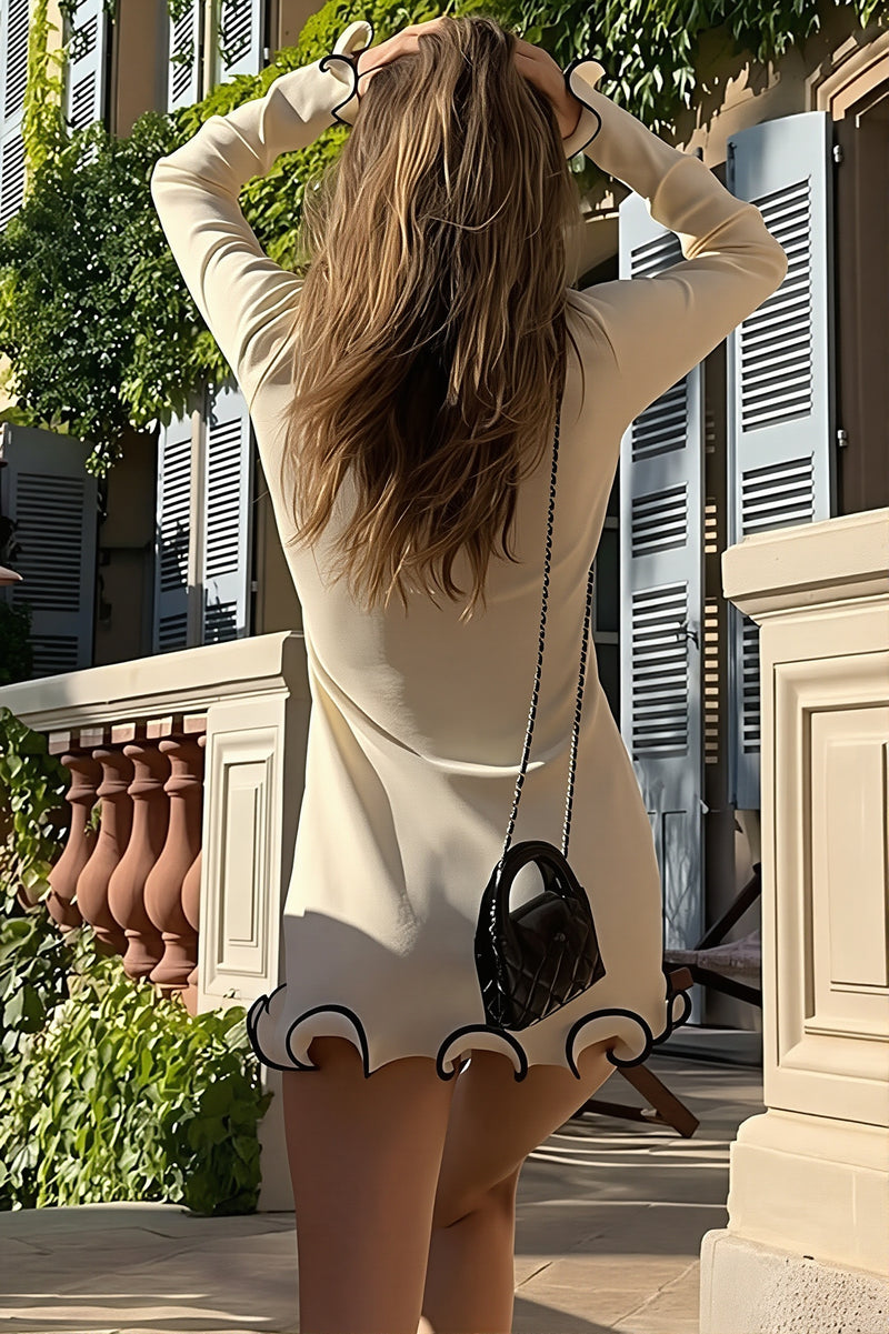 Solid Knit Ruffle Bodycon Mini Dress