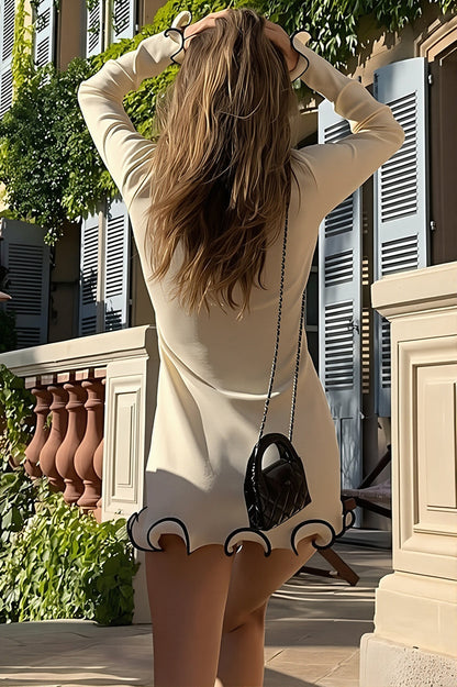 Solid Knit Ruffle Bodycon Mini Dress