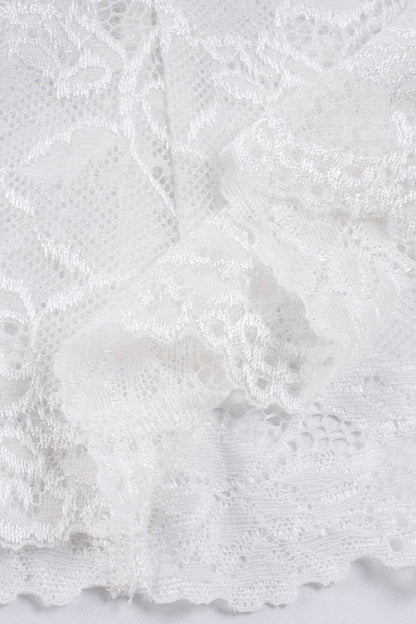 Solid Lace Splice Lapel Casual Blouse