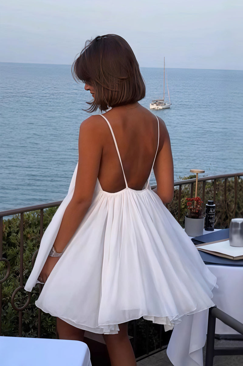 Solid Pleated Flowy Cami Mini Dress