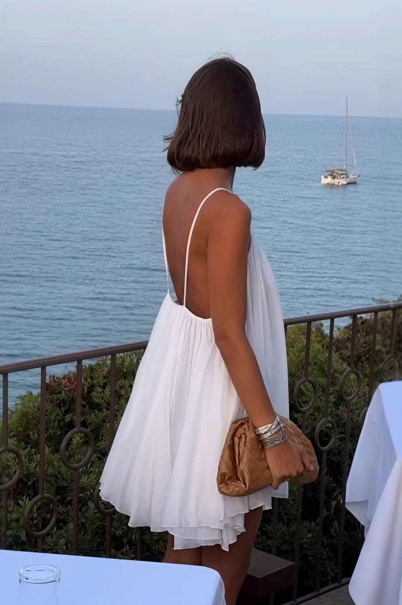 Solid Pleated Flowy Cami Mini Dress