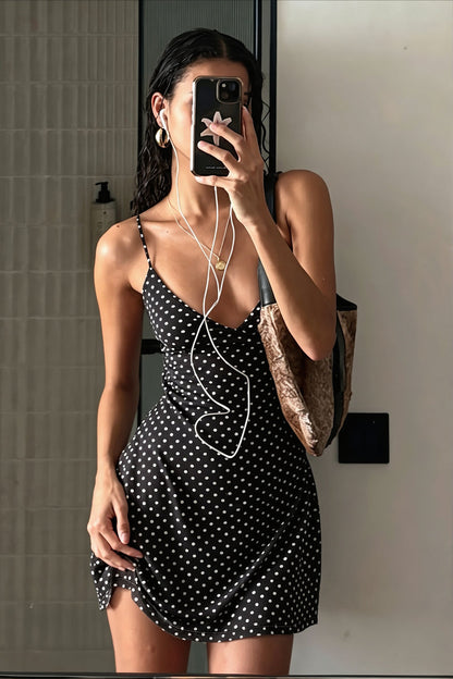 Solid Polka Dot Slim Cami Mini Dress