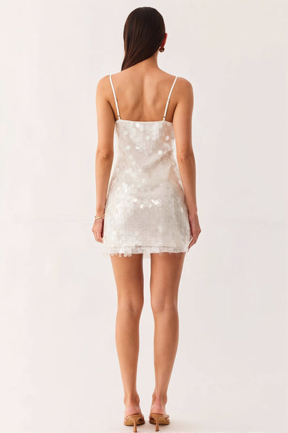 Solid Sequin Spaghetti Strap Mini Dress