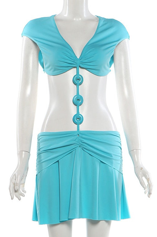 Solid Sexy Cutout Waist Splice Mini Dress