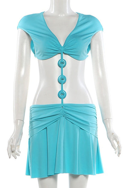 Solid Sexy Cutout Waist Splice Mini Dress